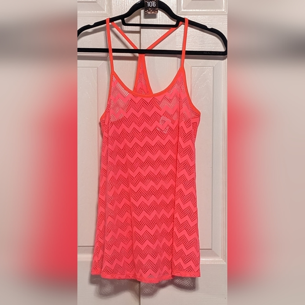 5/$25 Pink Victoria Secret Neon Mesh Chevron Perforated Swim Beach Coverup